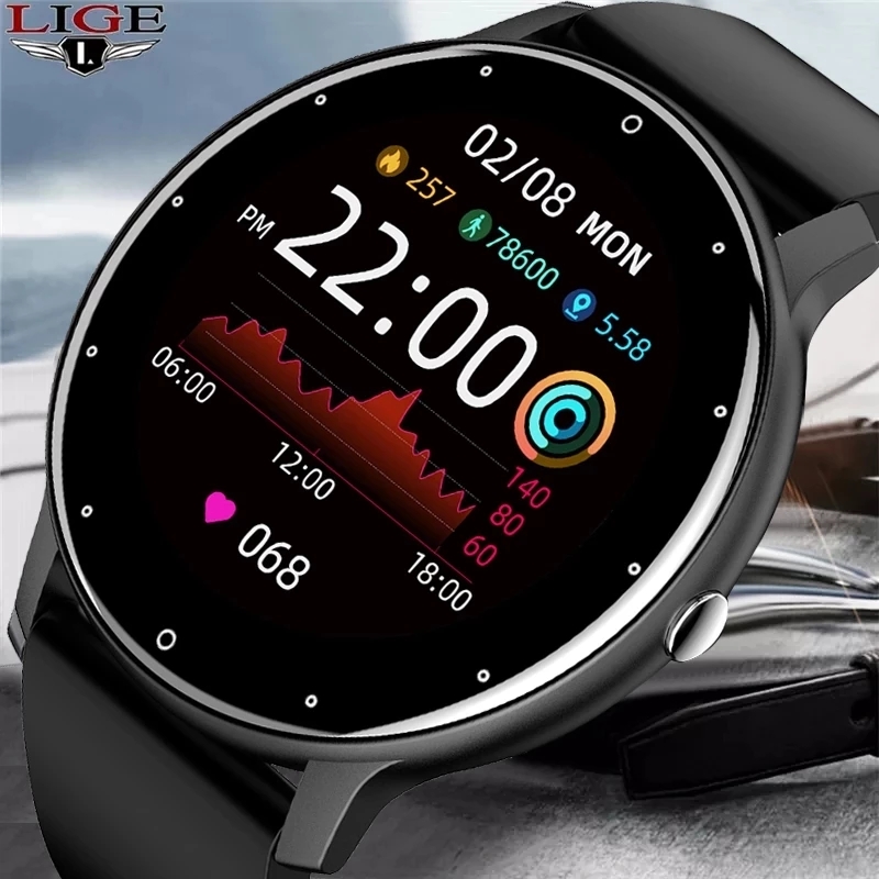Watch Smartwatch Android - LIGE 2026 สมาร์ทวอทช์รุ่นใหม่สำหรับผู้ชาย หน้าจอสัมผัสเต็มรูปแบบ นาฬิกาออกกำลังกายกันน้ำระดับ IP67