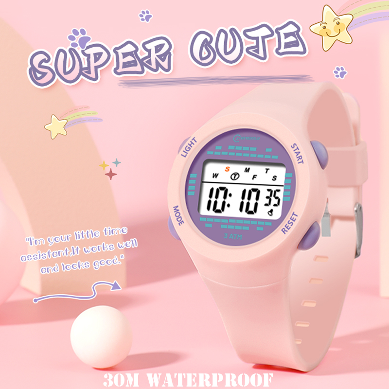 Smartwatch Watches Gift For Boys - นาฬิกานักศึกษาชายกลางน่ารักสีชมพูสำหรับหญิงสาว Jam Tangan elektronik สำหรับเด็กกันน้ำ30ม. ของขวัญ