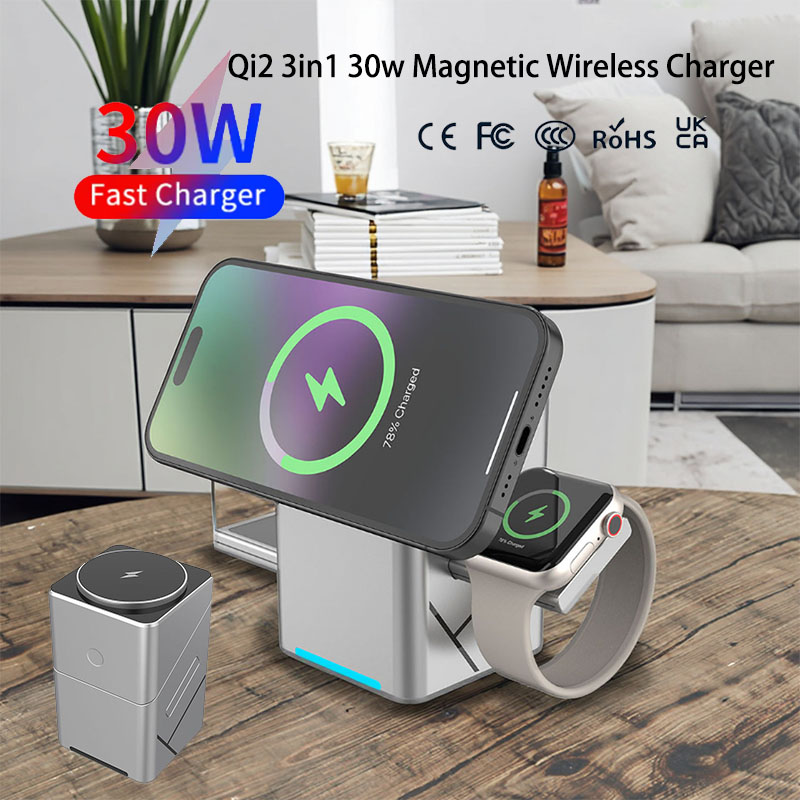 Smartwatch Watches For Iphone - แท่นชาร์จไร้สายแบบหมุนได้ 15W พร้อมแม่เหล็กอเนกประสงค์ 3 in 1