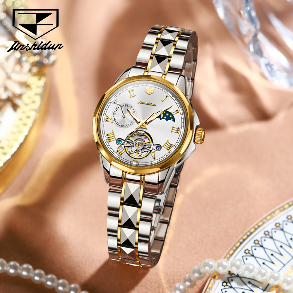 JSDUN 8937 นาฬิกาผู้หญิงนาฬิกา - Skeleton Mechanical Watch บทวิจารณ์และราคา