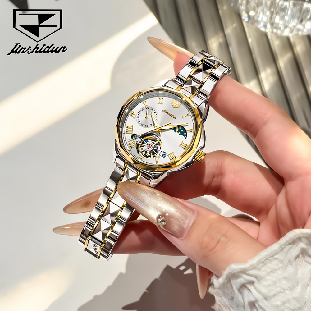 JSDUN 8937 นาฬิกาผู้หญิงนาฬิกา - Skeleton Mechanical Watch บทวิจารณ์และราคา