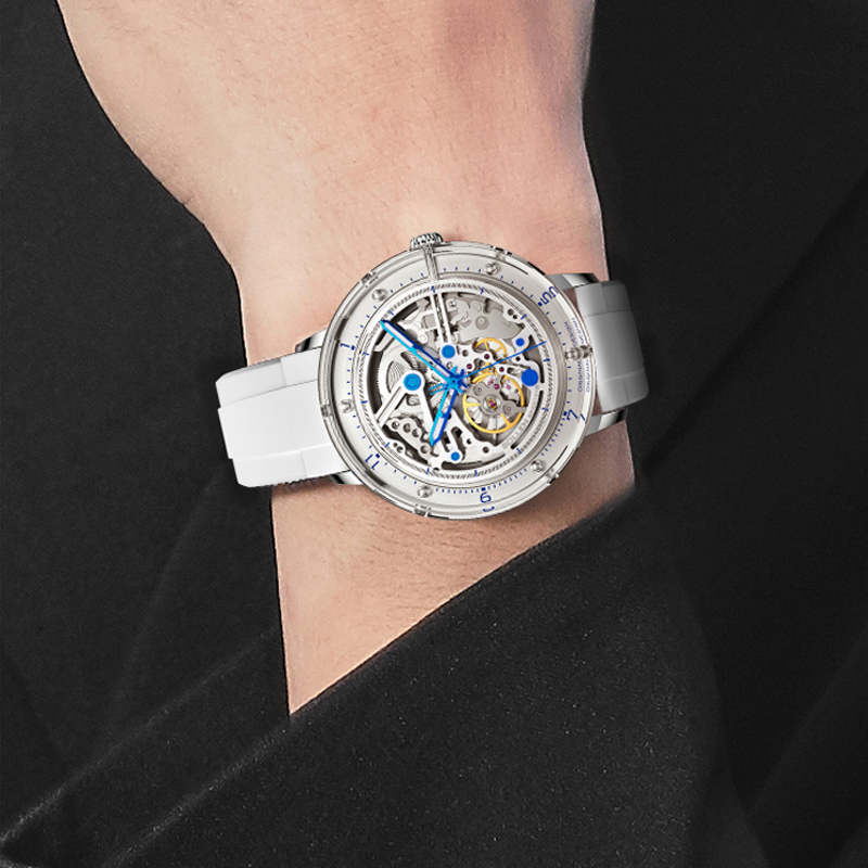 นาฬิกาข้อมือผู้ชายแบบกลไกที่ปร - Skeleton Mechanical Watch บทวิจารณ์และราคา