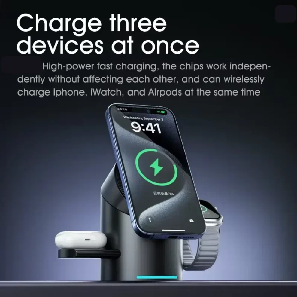 แท่นชาร์จไร้สายแม่เหล็ก 3in1 ร - Watch Smartwatch Android บทวิจารณ์และราคา