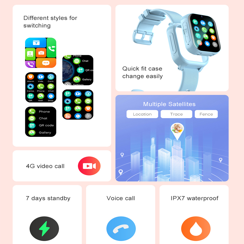 สมาร์ทวอท์ชเด็ก 4G GPS WIFI Vi - Smartwatch Watches Gift For Boys บทวิจารณ์และราคา
