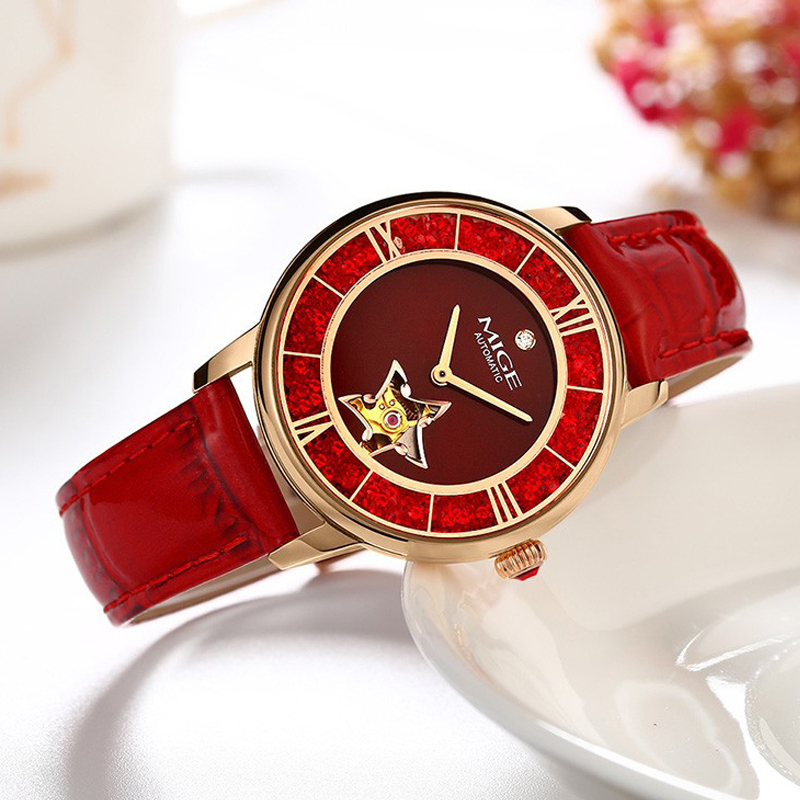 MIGE นาฬิกาข้อมือสตรี Star Ske - Skeleton Mechanical Watch บทวิจารณ์และราคา
