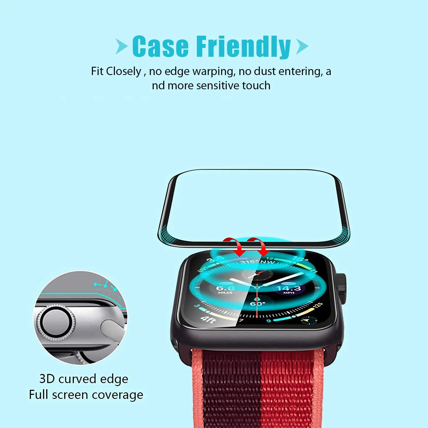ตัวป้องกันหน้าจอ 3D ฟิล์มกระจก - Apple Watch Band บทวิจารณ์และราคา