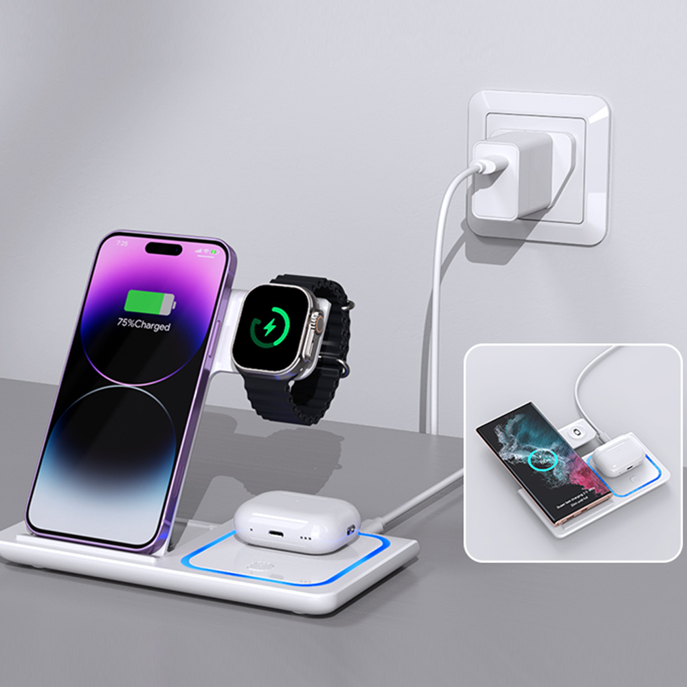 แท่นชาร์จไร้สาย LED 3 in 1 สำห - Smartwatch Watches For Iphone บทวิจารณ์และราคา