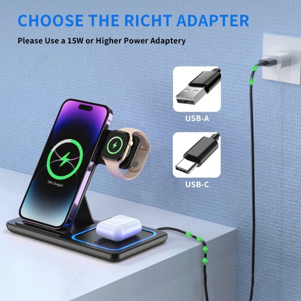 แท่นชาร์จไร้สายแบบพับได้ 3 in  - Smartwatch Watches For Iphone บทวิจารณ์และราคา