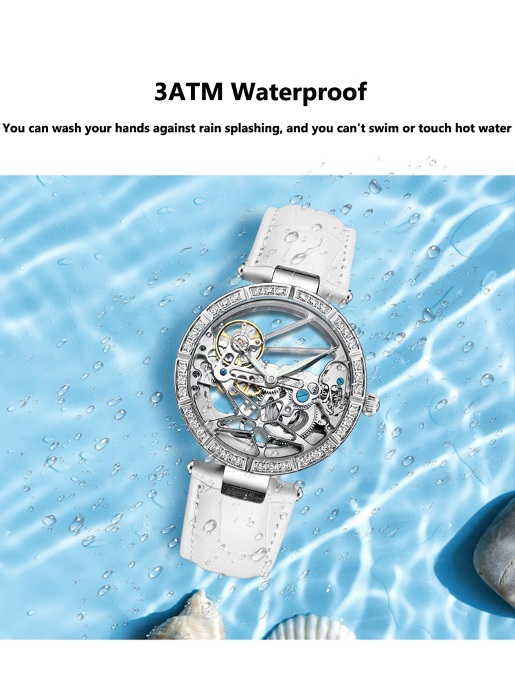 Luxury Skeleton Silver Dial นา - Skeleton Mechanical Watch บทวิจารณ์และราคา