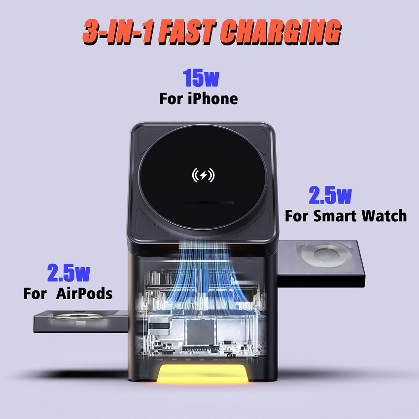 แท่นชาร์จไร้สายแม่เหล็ก 3 in 1 - Smartwatch Watches For Iphone บทวิจารณ์และราคา