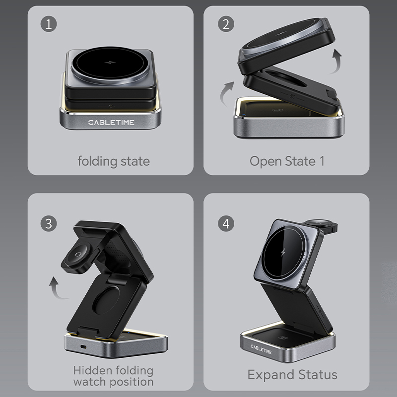 แท่นชาร์จไร้สายแม่เหล็กแบบพับไ - Smartwatch Watches For Iphone บทวิจารณ์และราคา